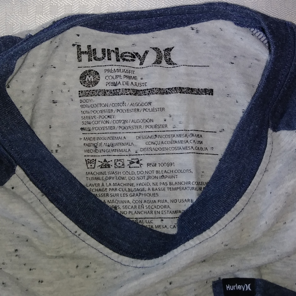 Hurley Speckled Blue 3/4 Sleeve Tee Premium Fit M - Picture 2 of 4